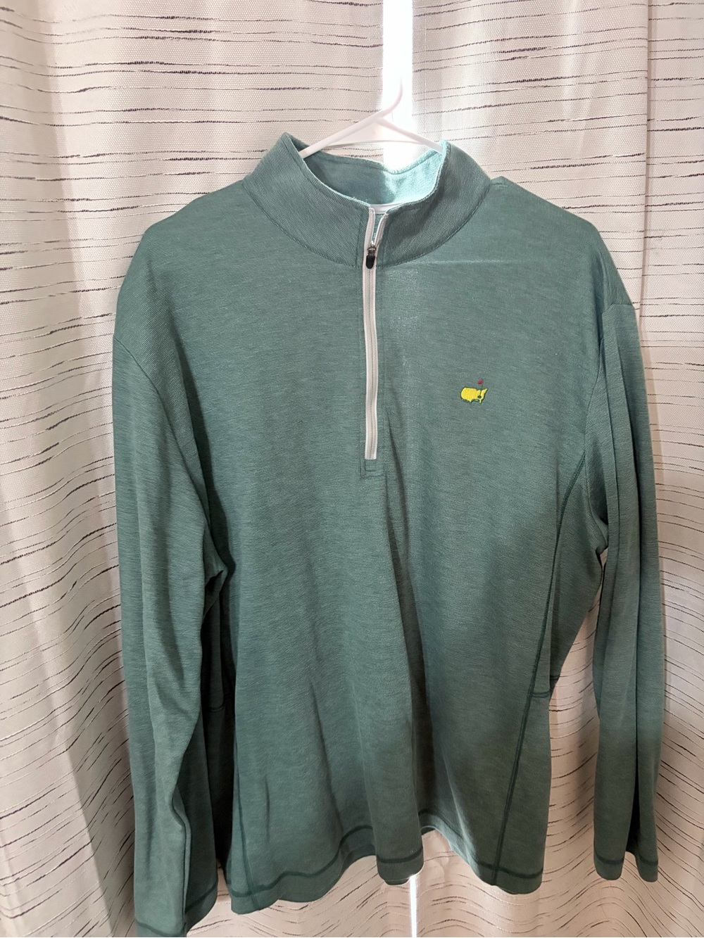 Masters Men's Seafoam Green Quarter-Zip Sweater with Yellow Logo